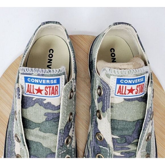 Converse All Star Kids 4‎ Shoes Camo Slip On Laceless Sneakers Junior Girls Boys - Picture 5 of 12